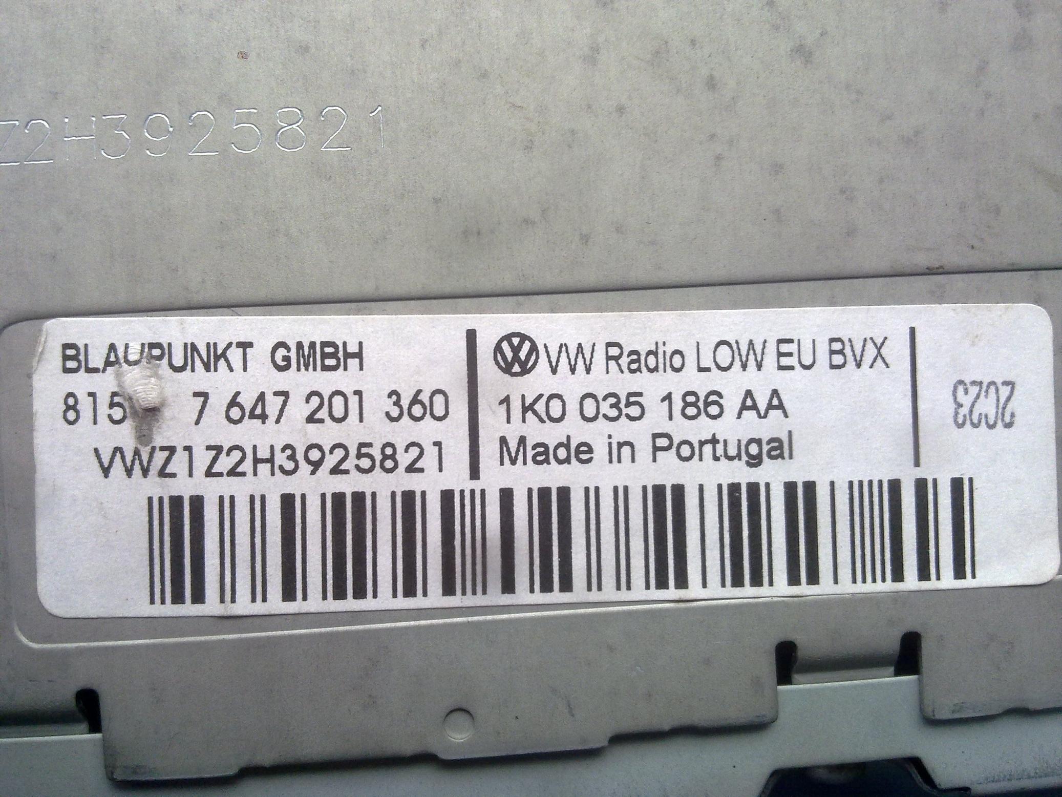 VOLKSWAGEN RADIO CODE