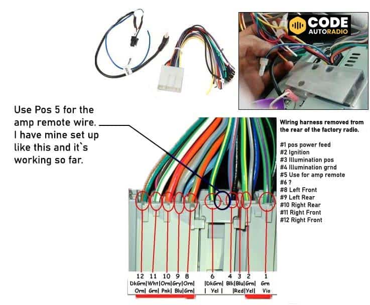 Faisceau autoradio din audi / seat / skoda / vw avec amplificateur