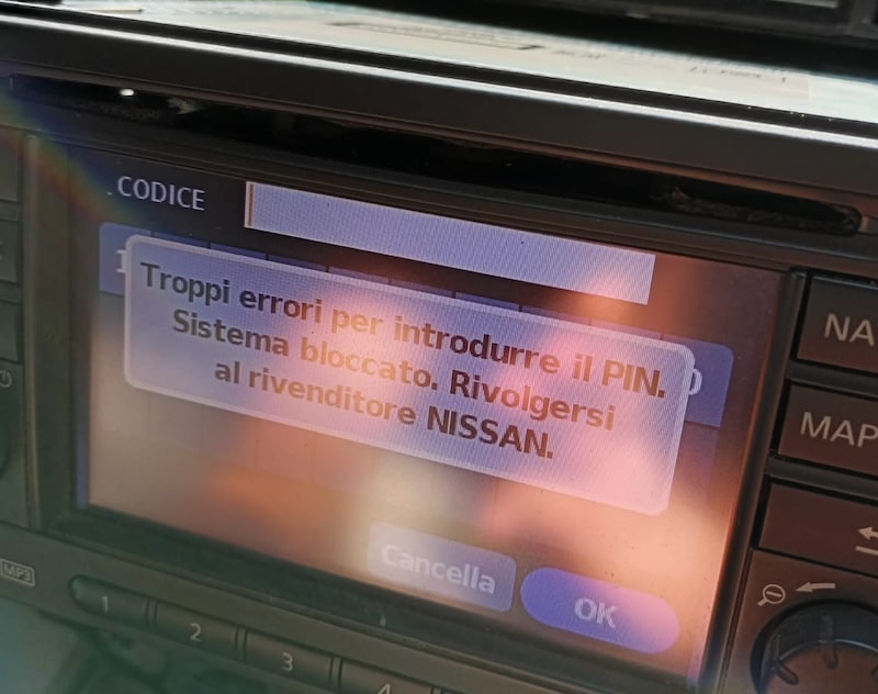 nissan pin codice sistema bloccato