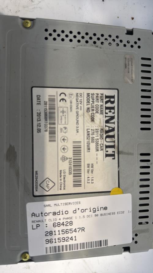 508781-Autoradio-dorigine-RENAULT-CLIO-4-PHASE-1-Diesel-image-3 508781 Autoradio dorigine RENAULT CLIO 4 PHASE 1 Diesel image 3 1 Autoradio RENAULT CLIO 4 PHASE 1 d'origine - 2014 - Occasion Code Autoradio