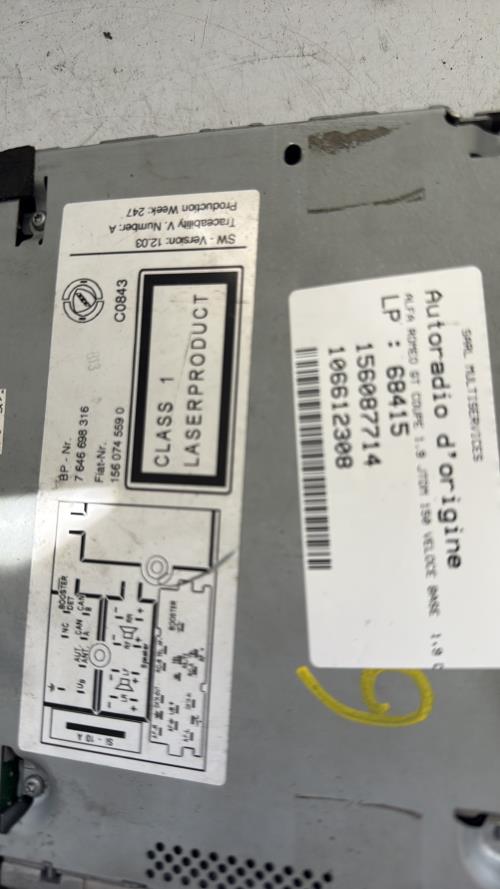 574570-Autoradio-dorigine-ALFA-ROMEO-GT-COUPE-Diesel-image-2 574570 Autoradio dorigine ALFA ROMEO GT COUPE Diesel image 2 1 Autoradio ALFA ROMEO GT COUPE d'origine - 2007 - Occasion Code Autoradio