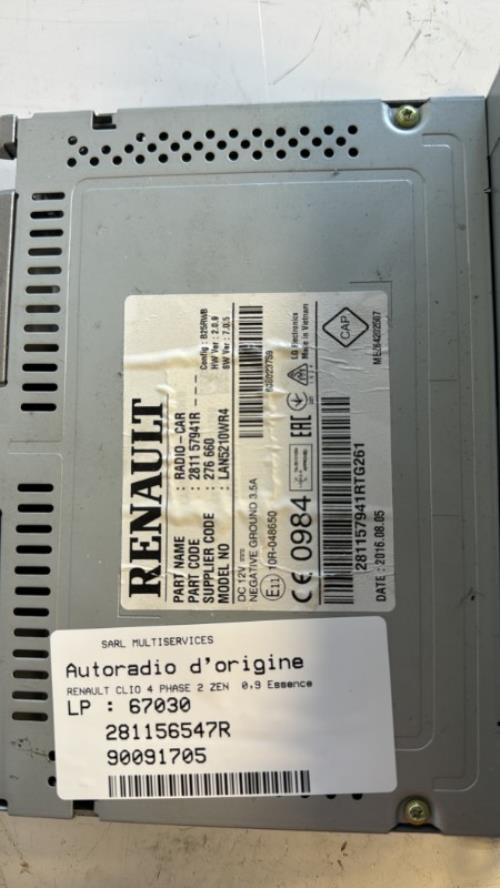699566-Autoradio-dorigine-RENAULT-CLIO-4-PHASE-2-Essence-image-3 699566 Autoradio dorigine RENAULT CLIO 4 PHASE 2 Essence image 3 1 Autoradio RENAULT CLIO 4 PHASE 2 d'origine - 2016 - Occasion Code Autoradio